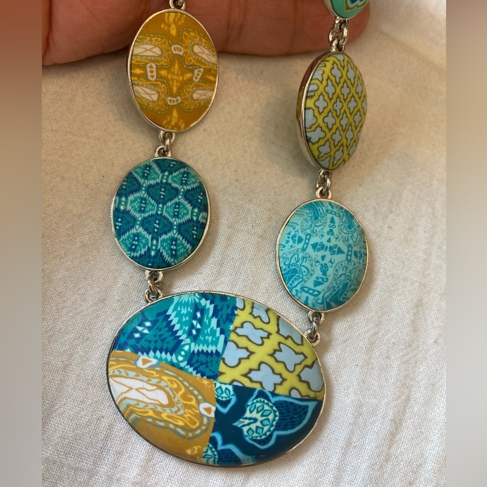 Jilzarah Peruvian Blue Cobblestone Bib Necklace Artisan‎ Clay